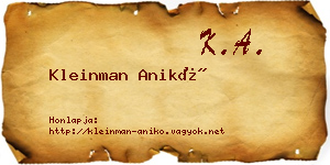 Kleinman Anikó névjegykártya